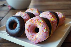 Chocolate and strawberry donuts