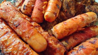 grilled sausages with cheese