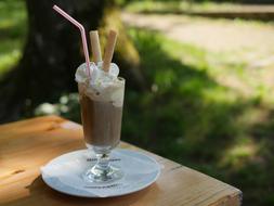Chocolate cream drink on the table