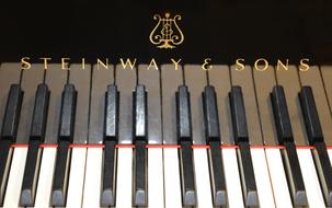 luxury steenway Piano, detail with logo