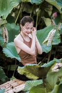 Lotus Flowers and Vietnam Girl