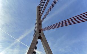 blue background with a bridge