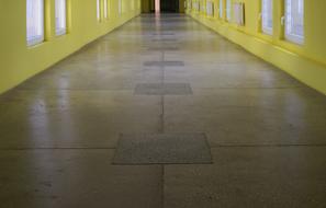 yellow corridor with a window