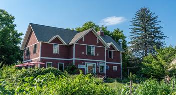 green grass house view