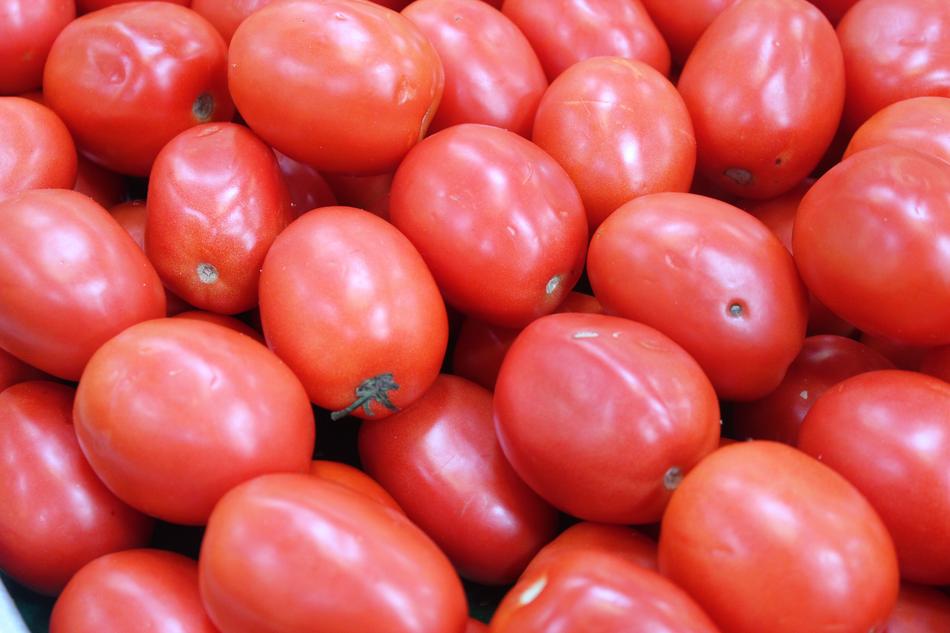 Ripe tasty tomatoes are juicy