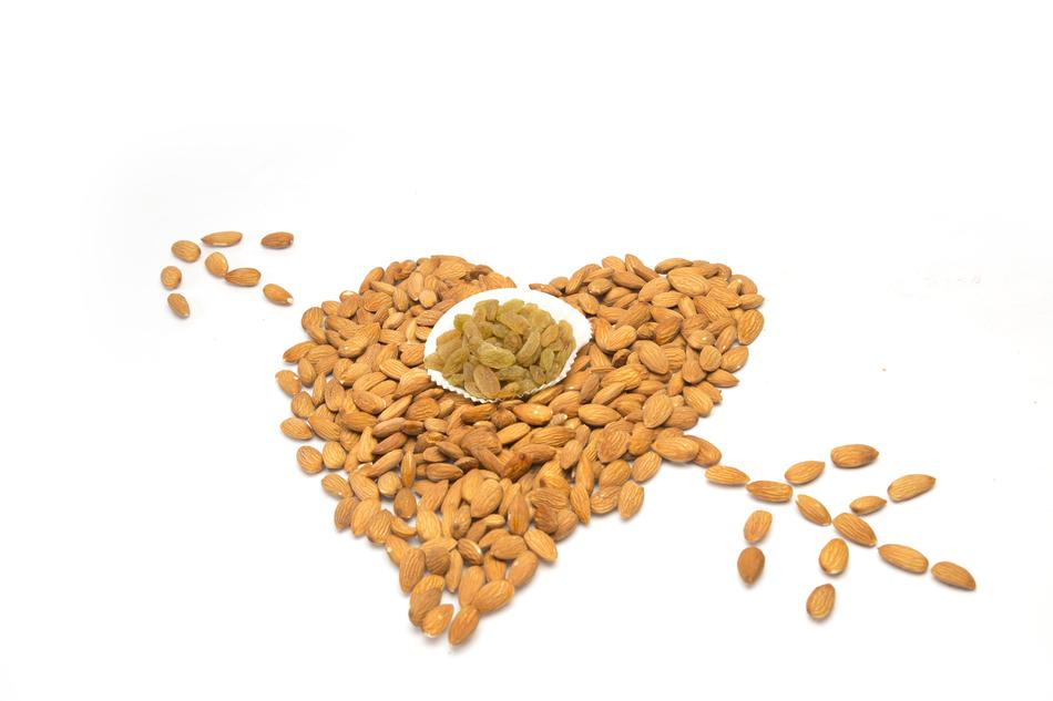 heart pattern of delicious nuts