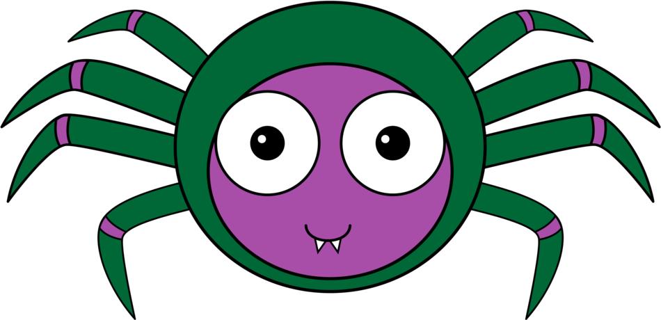 spider cartoon insect green purple