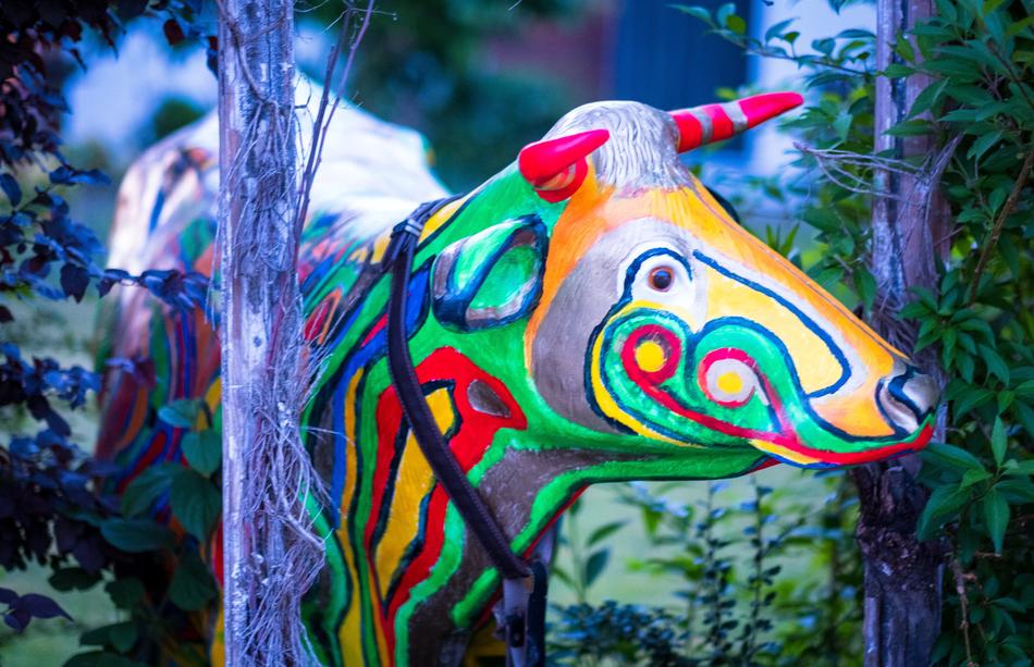 Painted cow statue