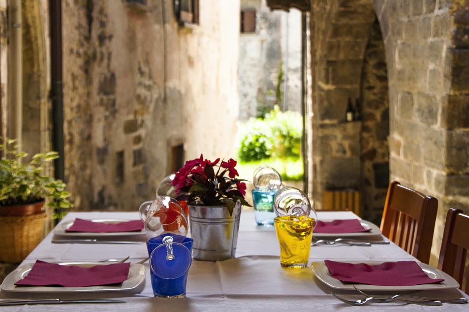 beautiful table in a restaurant with flowers