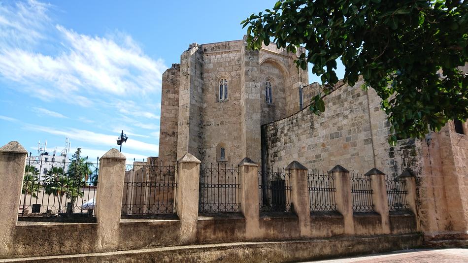 old castle with fence landscape