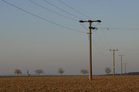 Arable Field Landline Overhead