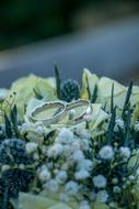 rings and flowers in a bouquet