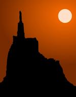 black silhouette of the castle at sunset