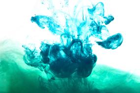 turquoise ink in transparent liquid