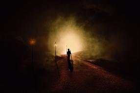 silhouette in the fog drawing