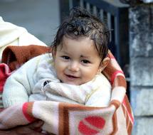 cute little girl with tousled hair