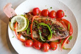 Delicious fish in spices with tomatoes