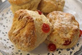 sweet dessert with berries in flour