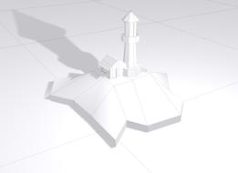 white lighthouse on the island model