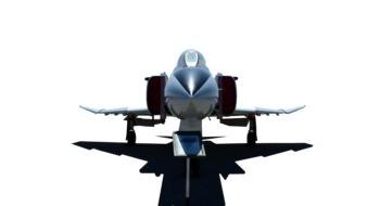 fighter and its shadow on a white background