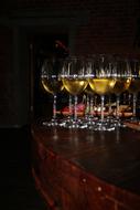 glasses in the dark with alcohol
