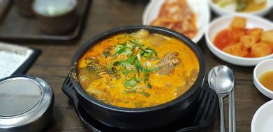 Korean spicy soup with meat