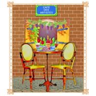 table with food and alcohol drawing