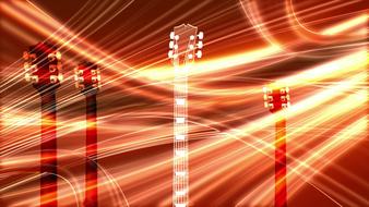 guitar necks at red background with yellow lines