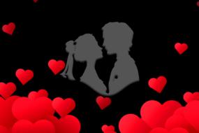 silhouette of people couple view