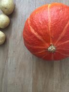 ripe healthy pumpkin on the table