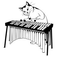 a cat playing a musical instrument