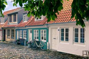 bicycle against the backdrop of houses