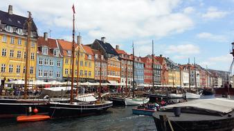 colored houses with boats view