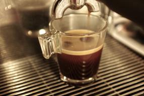 hot coffee in a glass mug