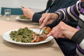 old people eat in the dining room