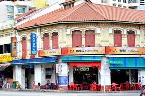 Singapore Cafe restaurant building with terrace
