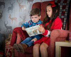Children Reading Holiday Christmas