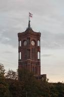 berlin tower clock red