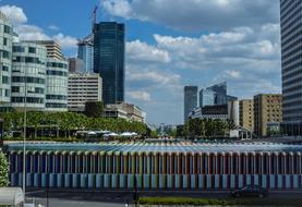 glass house and buildings