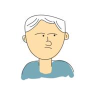 cartoon sad old man, White background