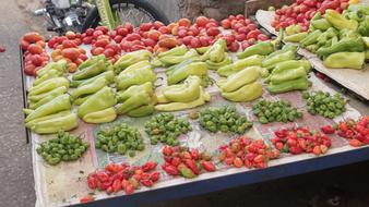 market sale of fresh peppers