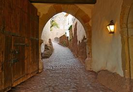 arch brown view lanterns