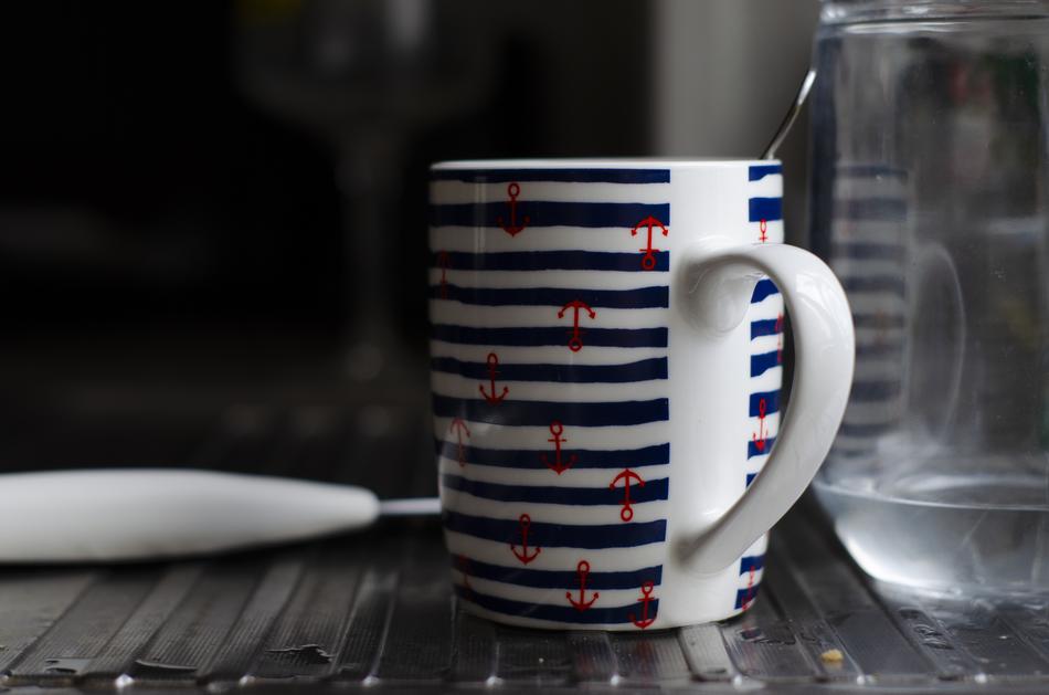 colored striped mug
