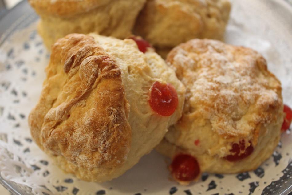 sweet dessert with berries in flour