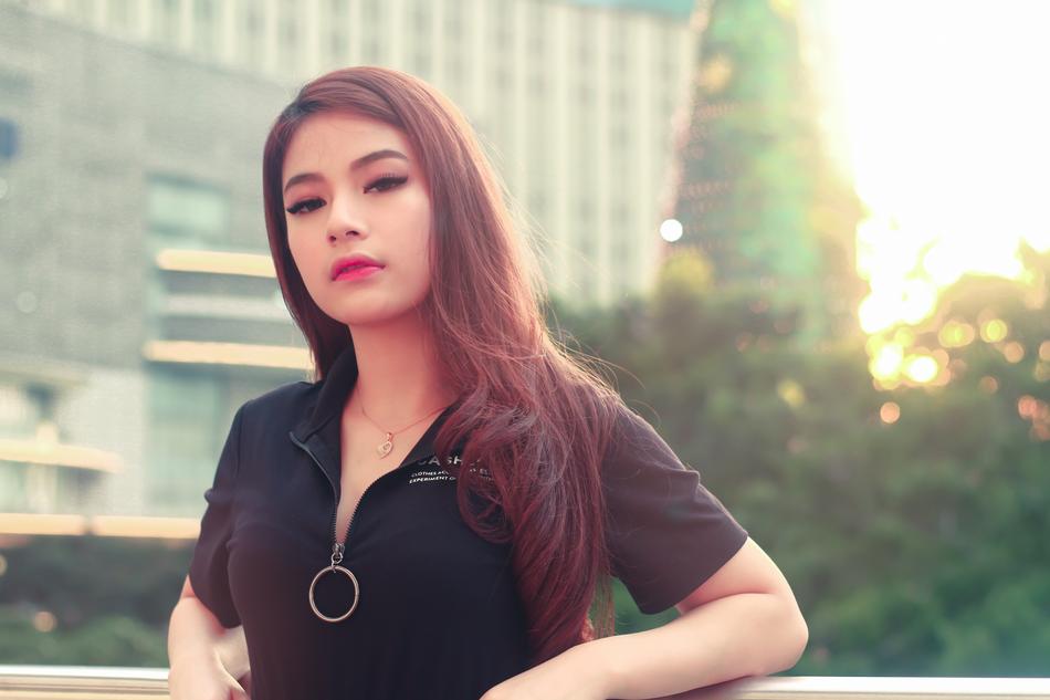 the girl with the lipstick and the long hair