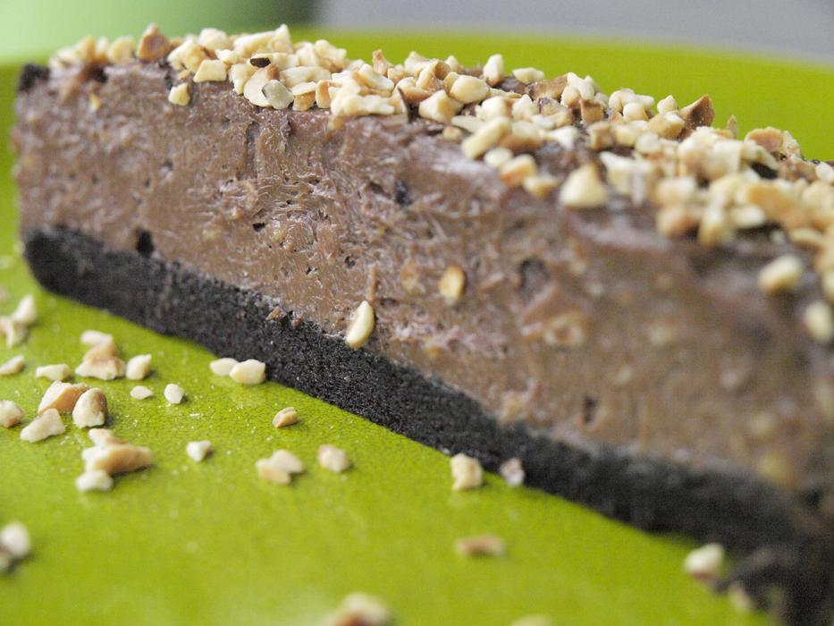 Chocolate dessert with walnut shavings
