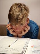 sad student at the table