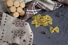 handful of dry pasta on the table