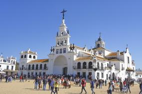 white church with people