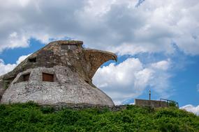 stone rock on a green background